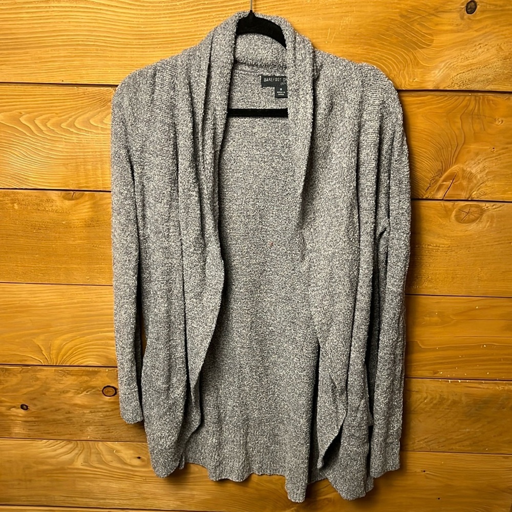 Barefoot Dreams Cozy‎ Chic Lite Women’s Open Cardigan Sweater Gray M soft knit